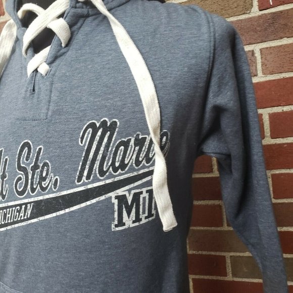 RETRO VISION APPAREL Size Small Men's Hockey Style Hoodie Blue Michigan - Picture 5 of 10